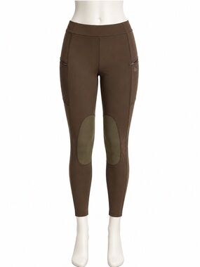 Santiny Brown Riding Tights M Knee Patch Zip Pockets No Tag